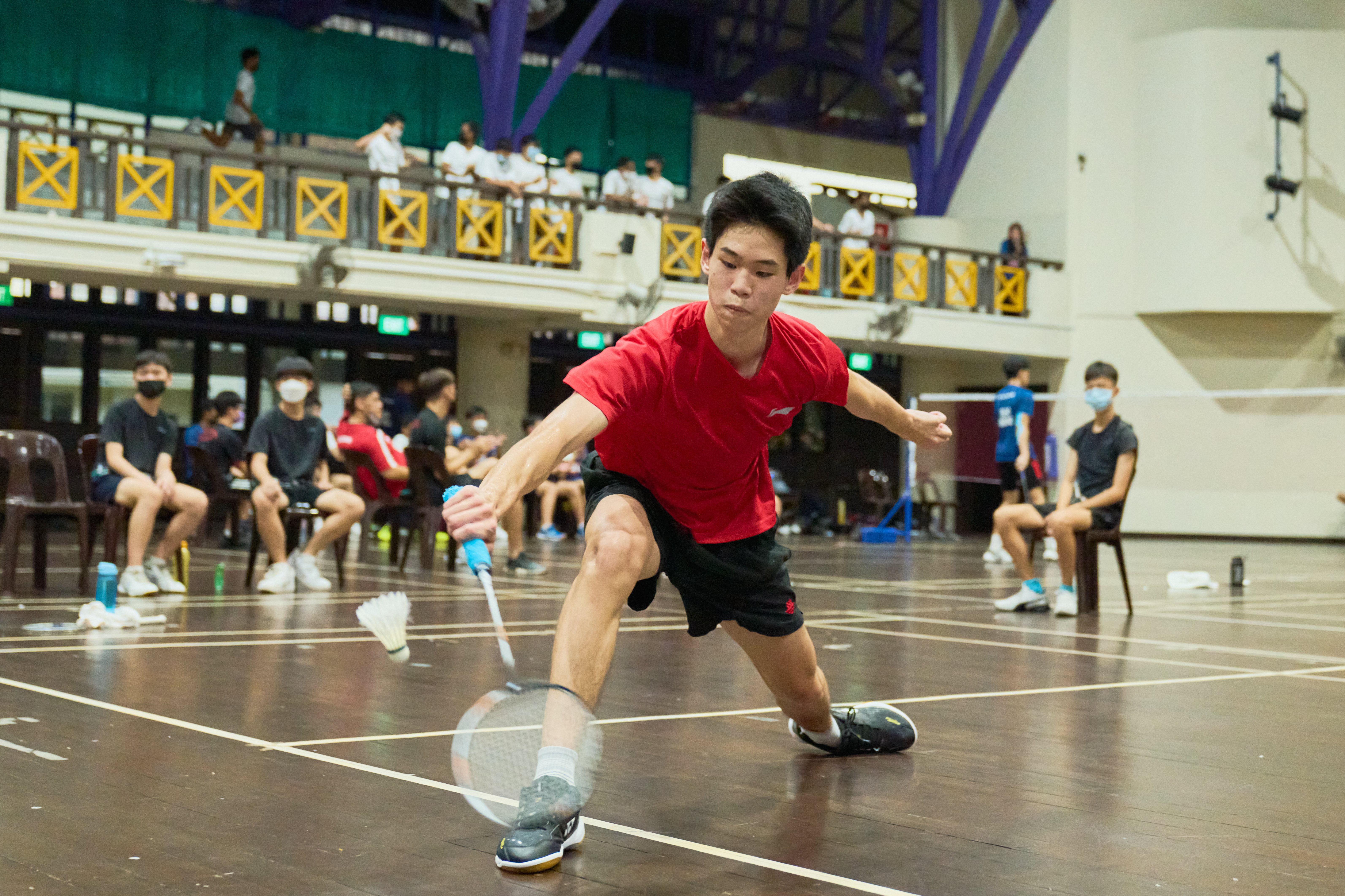 2022-04-27 Badminton B Div Boys Final Match 5 Xie Yuxuan(HCI) won 21-15 21-18 HCI won 4-1 Photo by Eric Koh DSC07978