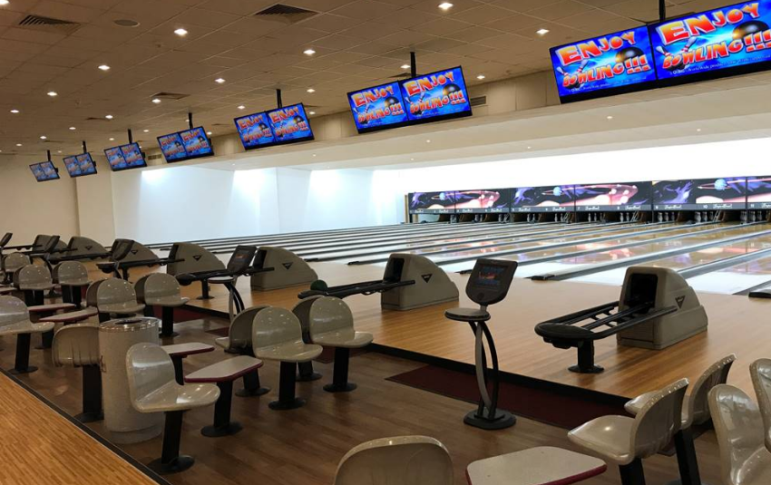 SuperBowl's bowling lanes, seats and screens