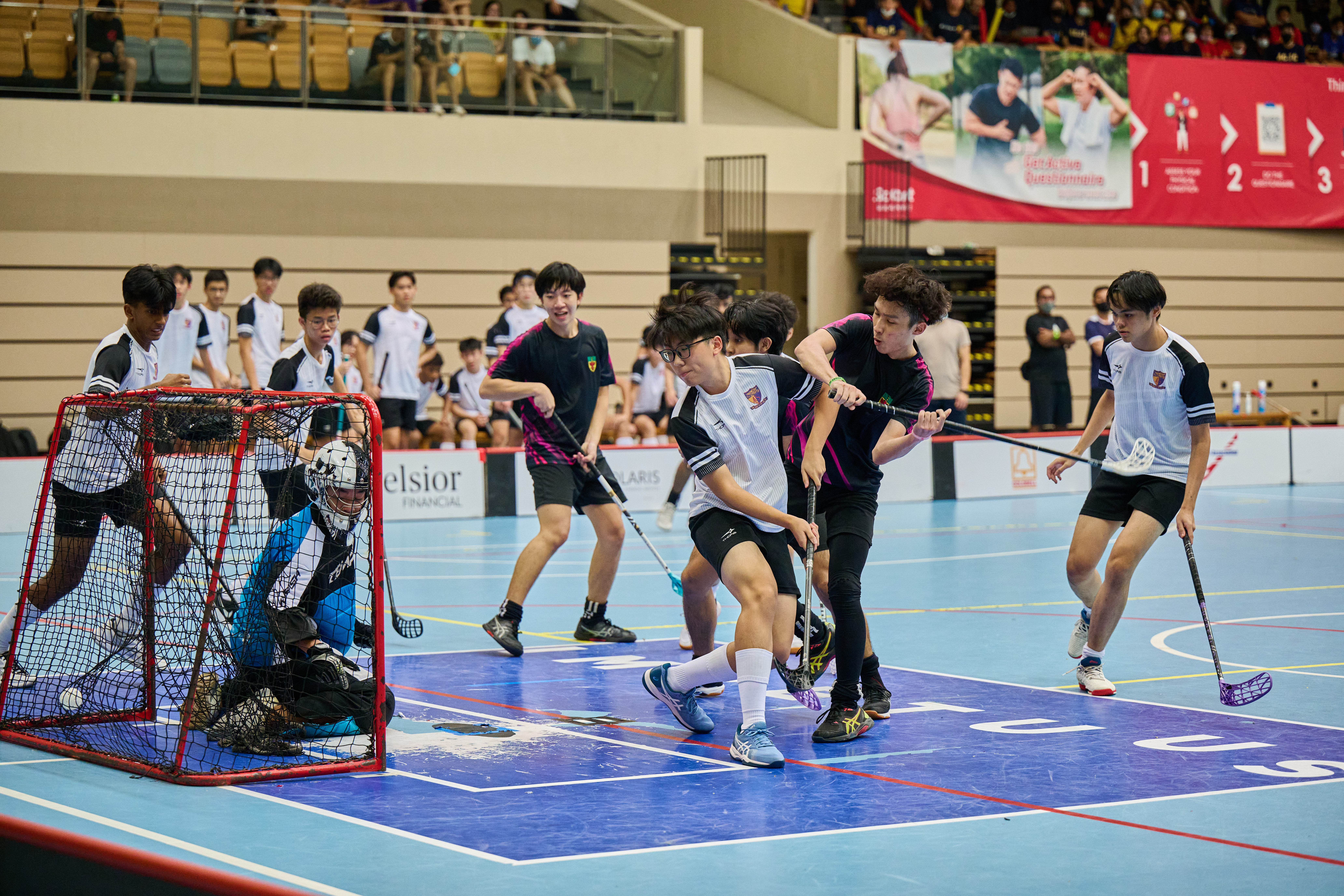 Pictorial Floorball NSG : The Gryphons from RI soar above ACJC, en route to finishing 2nd in A Div!