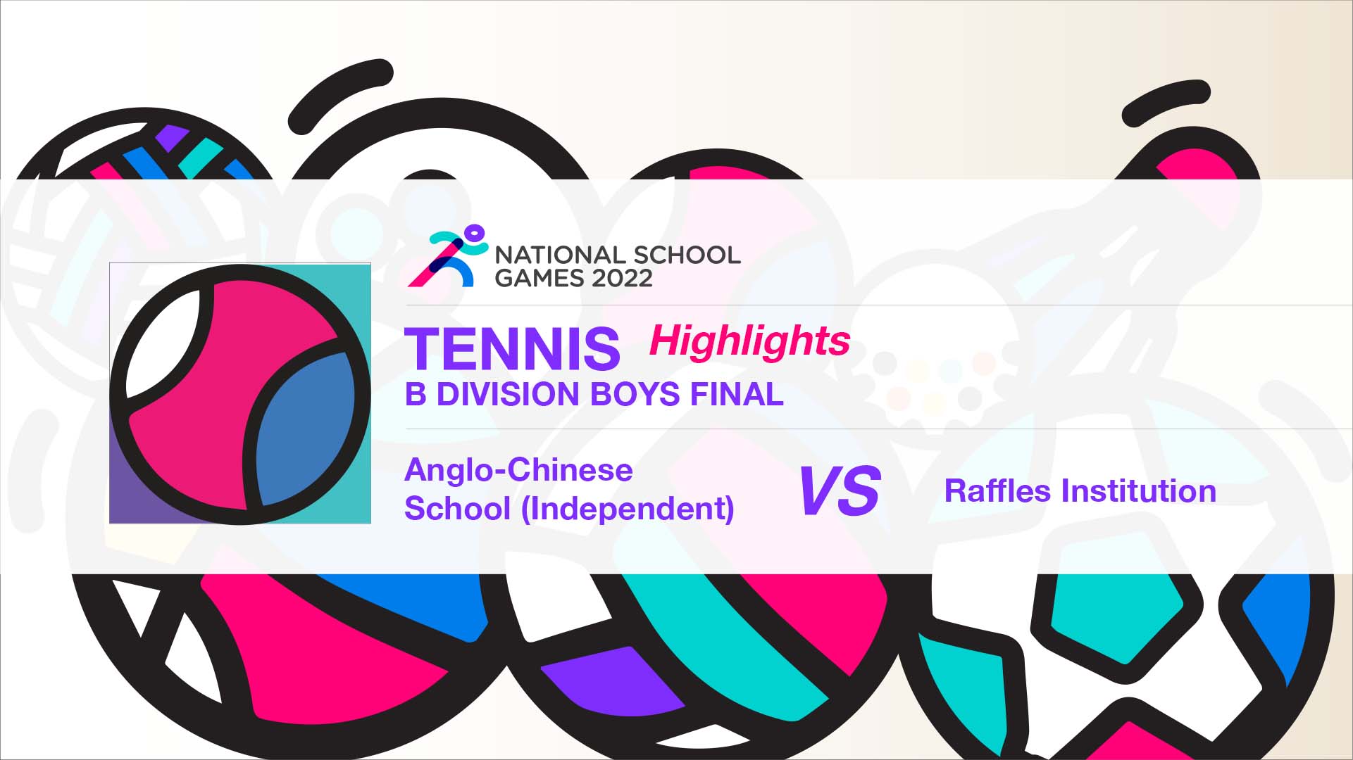 SSSC Tennis National B Division Boys Final | Anglo-Chinese School (Independent) vs Raffles Institution - Highlights