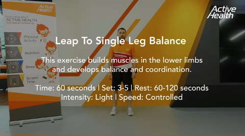 Active Health Exercises For Adults - Leap To Single Leg Balance Thumbnail