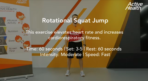 Active Health Exercises For Adults - Rotational Squat Jump Thumbnail
