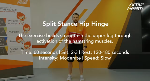 Active Health Exercises For Adults - Split Stance Hip Hinge Thumbnail