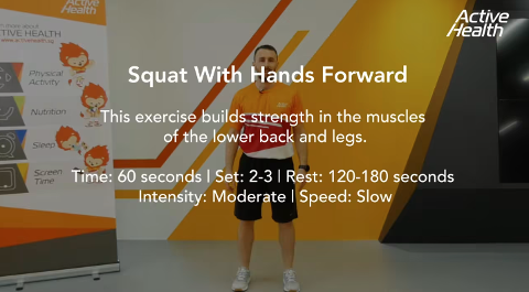 Active Health Exercises For Adults - Squat With Hands Forward Thumbnail