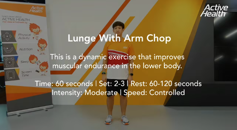 Active Health Exercises For Youth - Lunge With Arm Chop Thumbnail