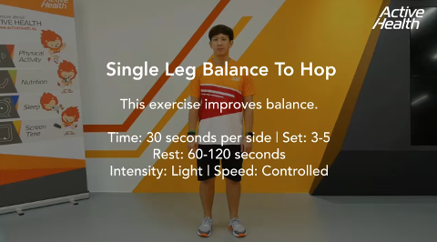 Active Health Exercises For Youth - Single Leg Balance To Hop Thumbnail