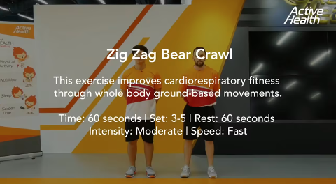 Active Health Exercises For Youth - Zig Zag Bear Crawl Thumbnail