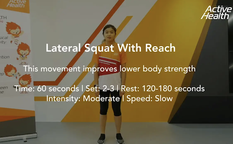 Active Health Exercises for Masters - Lateral Squat with Reach Thumbnail