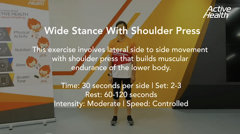 Active Health Exercises for Masters - Wide Stance With Shoulder Press Thumbnail