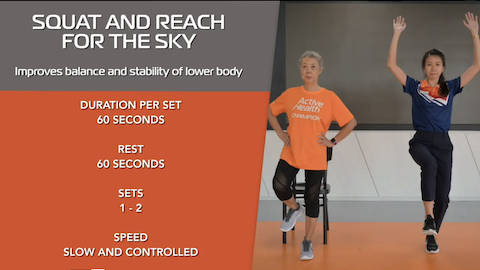 Simple Stretching for Seniors Ep 6 - Squat & Reach for the Sky Thumbnail