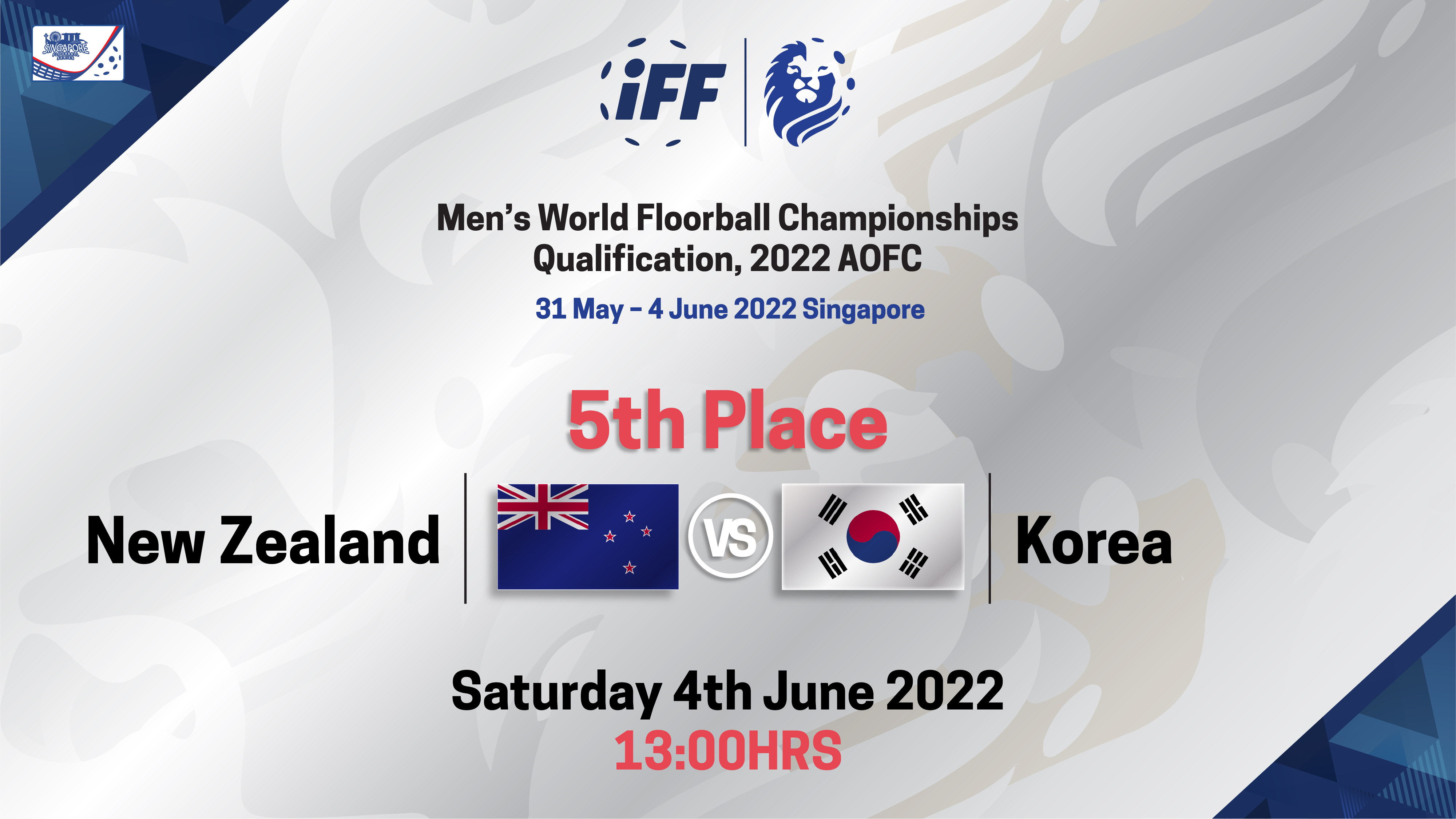 IFF Men's World Floorball Championship Qualifications 2022 - 5th Place - New Zealand vs Korea